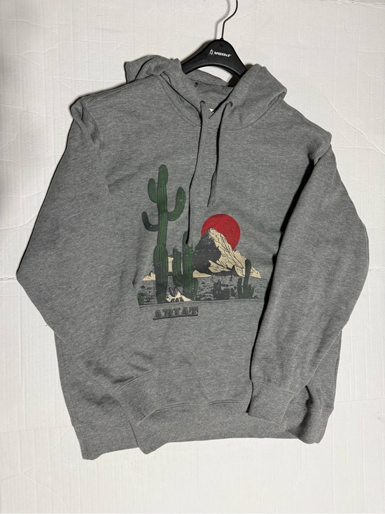 Ariat Tops - ARIAT San Pedro Women’s Gray Hoodie - Desert Mountain Cactus Print